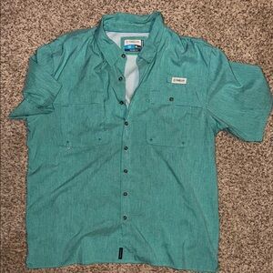 Magellan Outdoors Men's Short-Sleeve Teal Button-Up Shirt